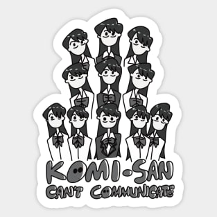 Komi Can't Communicate or Komi san wa komyushou desu anime characters in a grayscale cute doodle Sticker